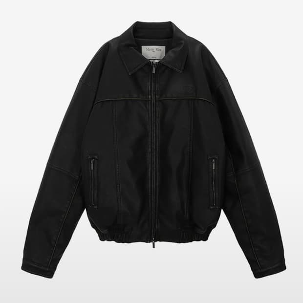 마뗑킴 레더 자켓 PIPING LEATHER BOMBER JUMPER