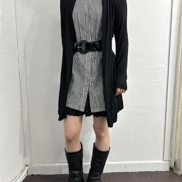 shirt layered belt cardigan