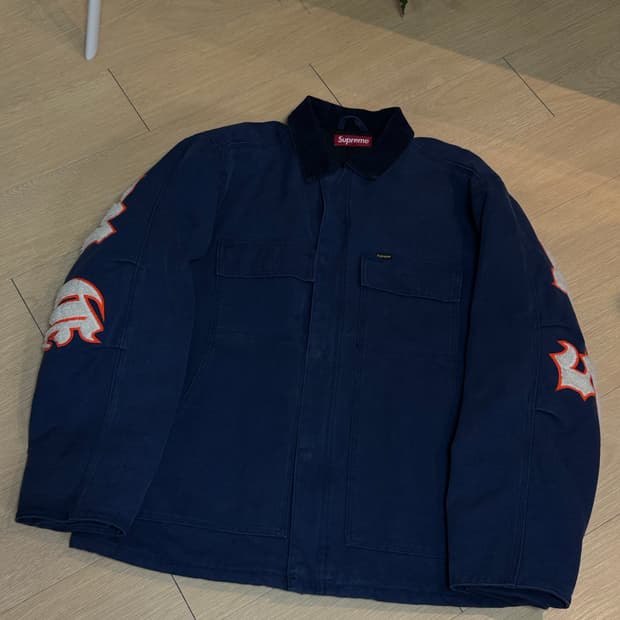 [XL] 슈프림 25ss 올드 잉글리시 캔버스 워크 자켓 네이비
