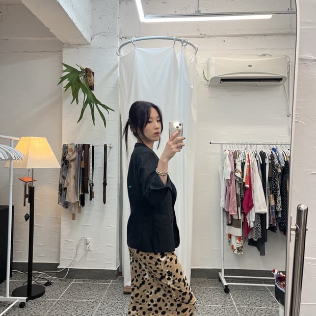 블랙 원버튼 린넨 자켓