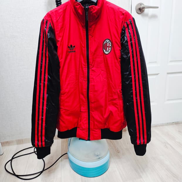 (100)L☆초대장급☆ 아디다스 AC밀란 리버시블 [검빨] 양면패딩