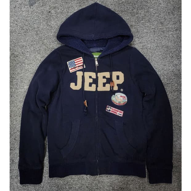 지프 Y2K 빈티지 패치 누빔 후드 집업 S