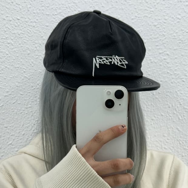 스투시 레더 블랙 스냅백