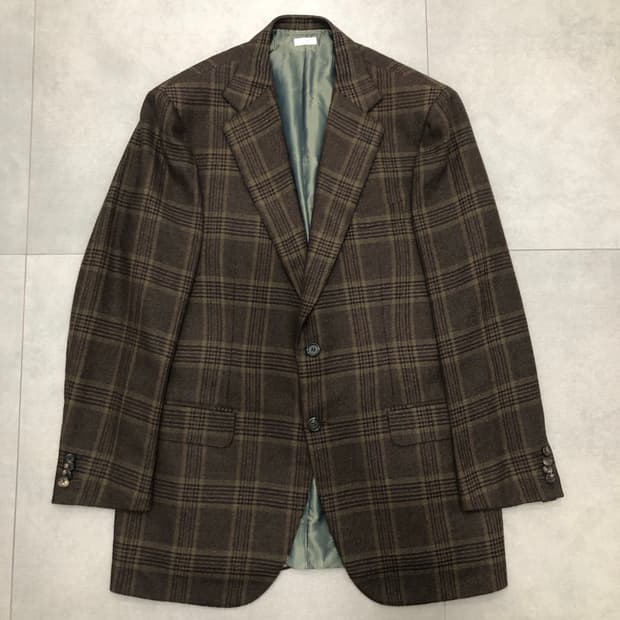 브리오니 캐시미어100 이태리 체크 자켓 40