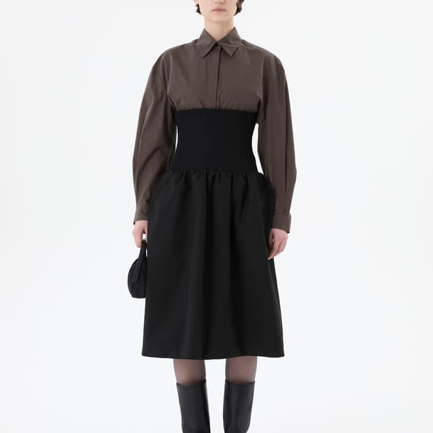 아모멘토 Taffeta Shirring Flare Skirt 밴딩 스커트