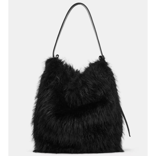 페이크 퍼 버킷백