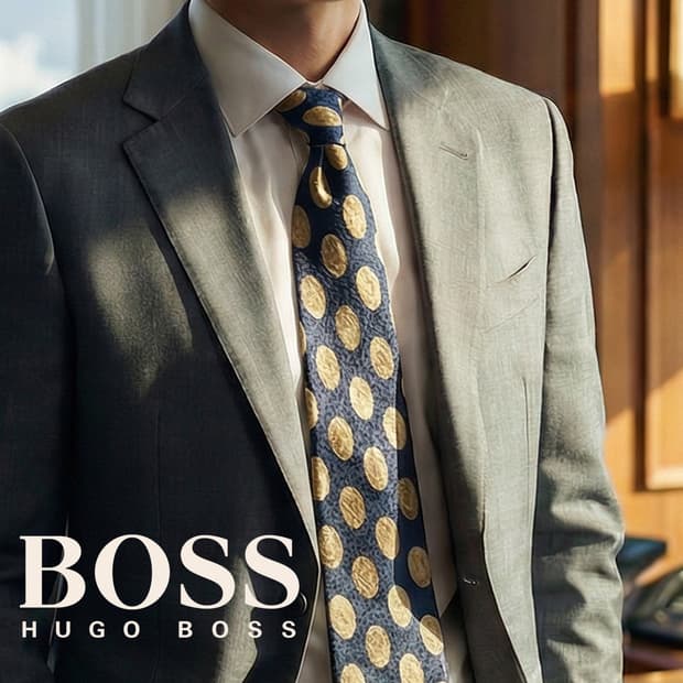 휴고보스 실크 네이비 도트 패턴 넥타이 9.7cm A+등급 K1673
