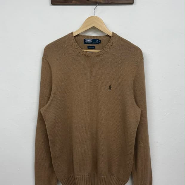 [L] 폴로 랄프로렌 베이지 크루넥 코튼 니트 스웨터