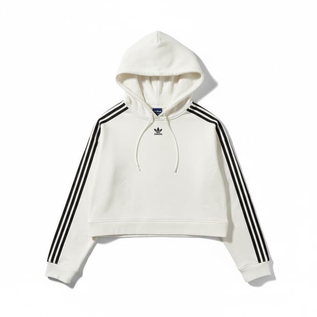 Adidas logo crop hood white M