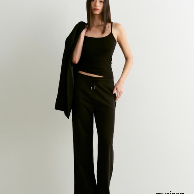 새상품) 무신사 스탠다드 우먼즈 플랫 테리 스웨트 트레이닝 팬츠 블랙