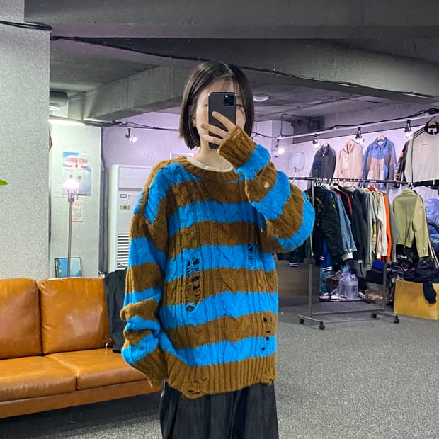 앤더슨벨 그런지 투톤 스트라이프 니트 B4497