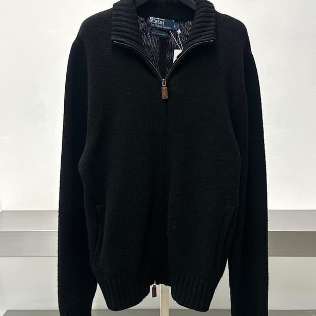 폴로 랄프로렌 램스울 블랙 니트집업 