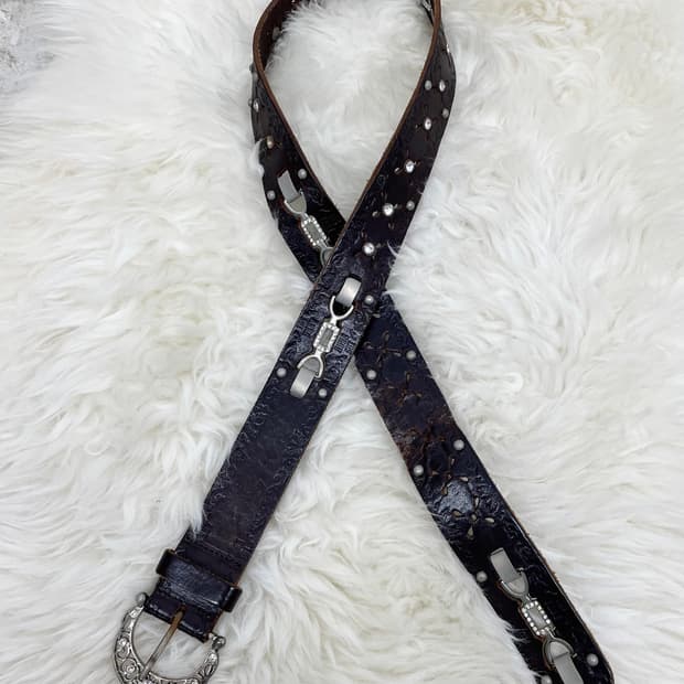 리얼레더 큐빅 펀칭 버클 벨트