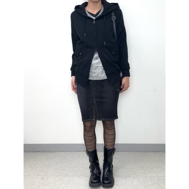 빈티지 흑청 데님 카고 미디 스커트