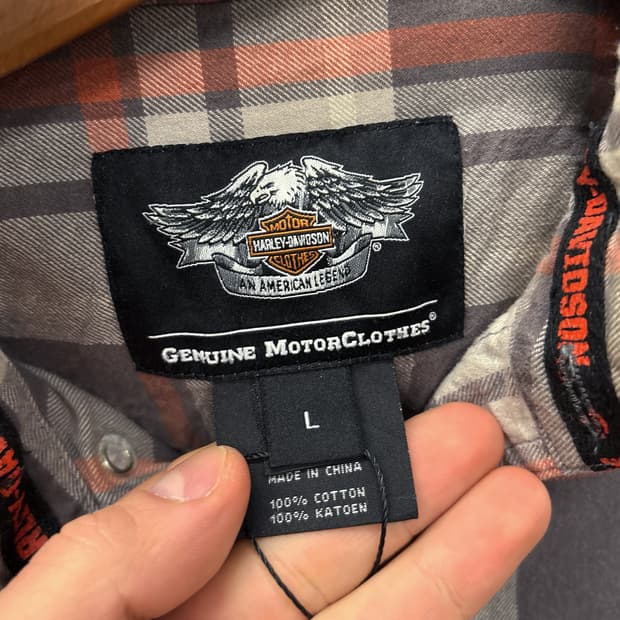 할리데이비슨 시그니쳐 엠브로이드 플래드 체크 워크셔츠 메탈버튼 N869