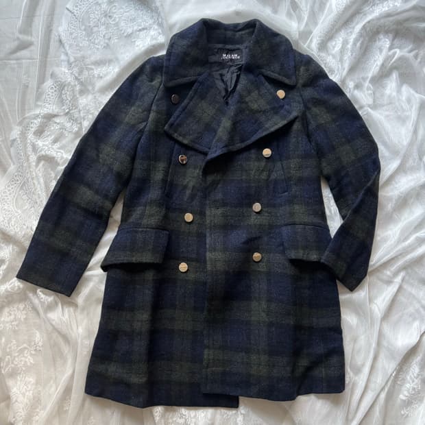 빈티지 체크 더플 코트