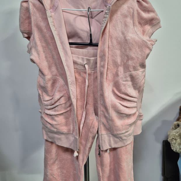 쥬시꾸뛰르 핑크 반팔 츄리닝 세트