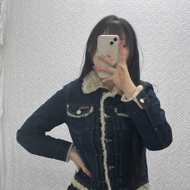 캘빈클라인 슬림핏 폭닥 데님 양털 자켓 S C07365