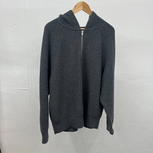 [L] POTTERY WOOL HOODED KNIT ZIP-UP