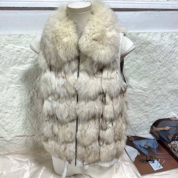 빈티지 폭스퍼 여우털 원색 양가죽 조끼베스트