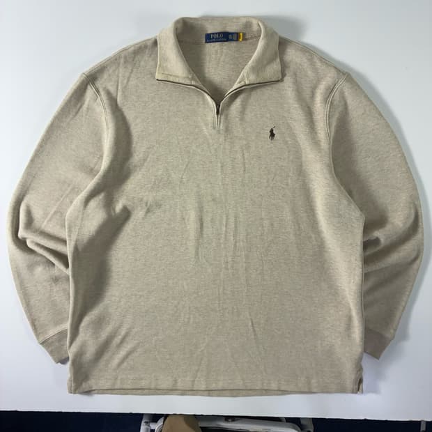 Polo  폴로 랄프로렌 신형 자수 코튼 아이보리 반집업 니트