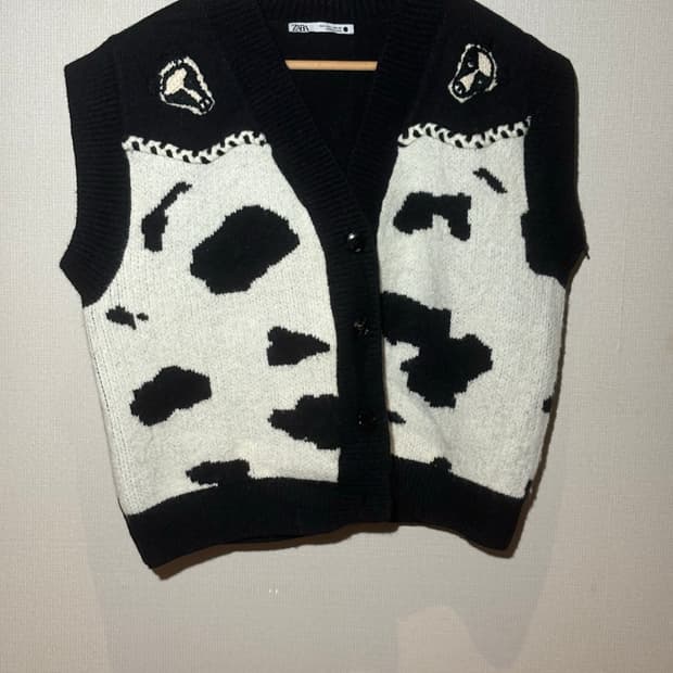 zara 젖소 무늬 니트조끼