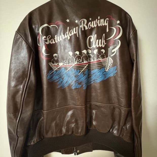 [L] stu 페인팅 레더 자켓