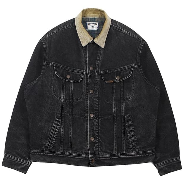 1990s Lee 리 221 블랙 데님 자켓 블랭킷 안감 흑청 빈티지