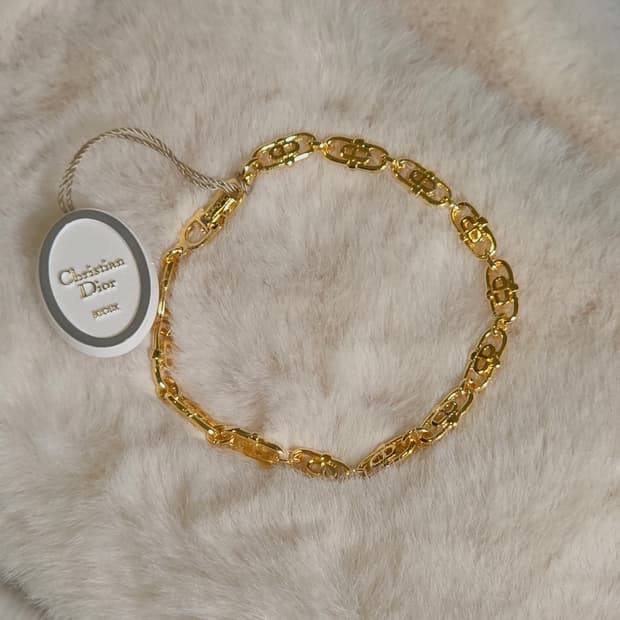 디올 금장 CD 로고 링크 체인 팔찌