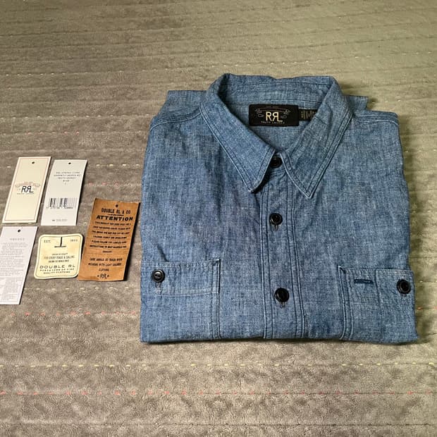 [L] RRL 인디고 샴브레이 워크셔츠