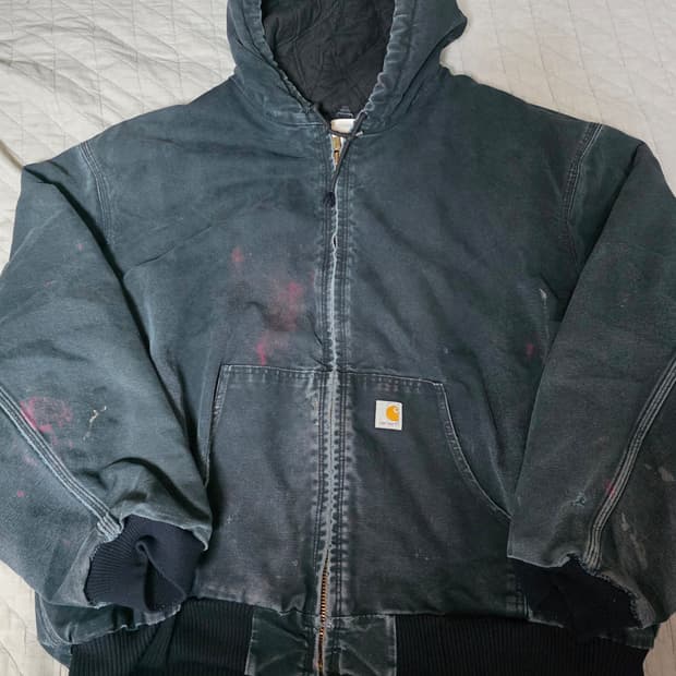 [OS] 빈티지 칼하트 J130 BKL 트래쉬드 워크 자켓 빅사이즈