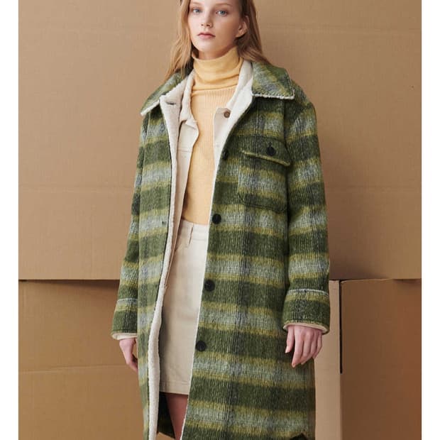 바닐라비 보아퍼 체크 코트