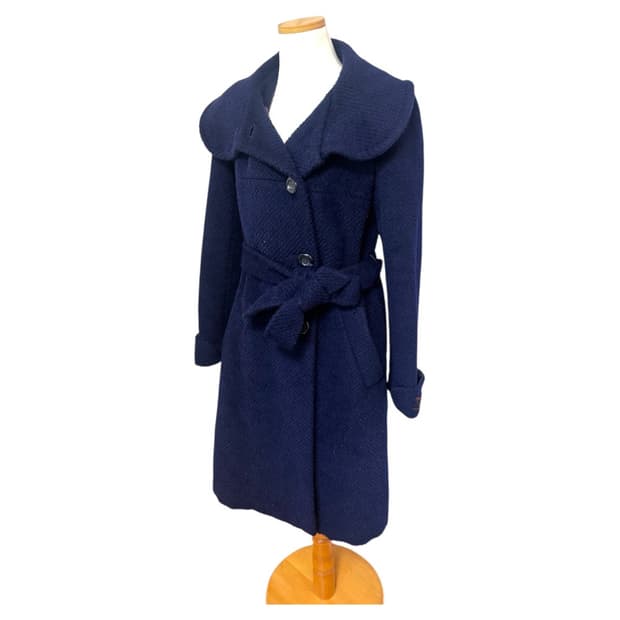 [무배] 리스트 네이비 벨티드 코트 울85% + 수리 알파카10%