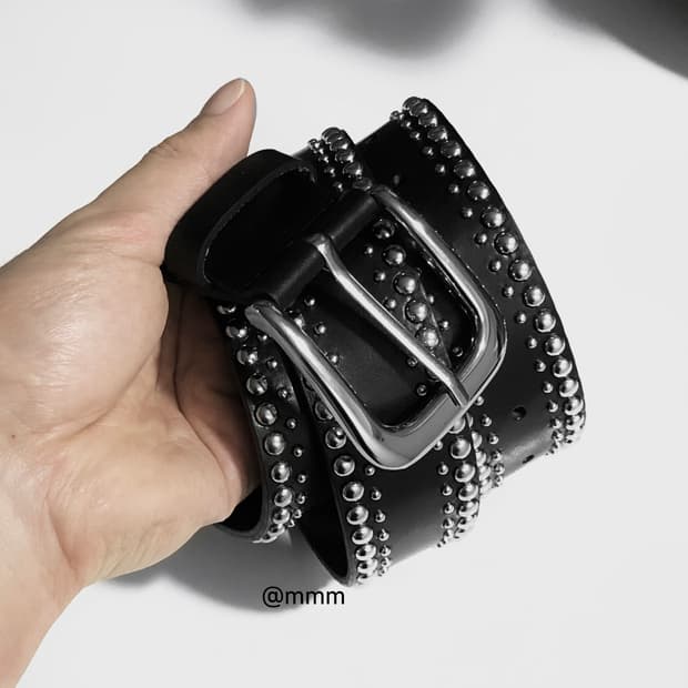 [이태리 통가죽] 더블 스터드 가죽벨트