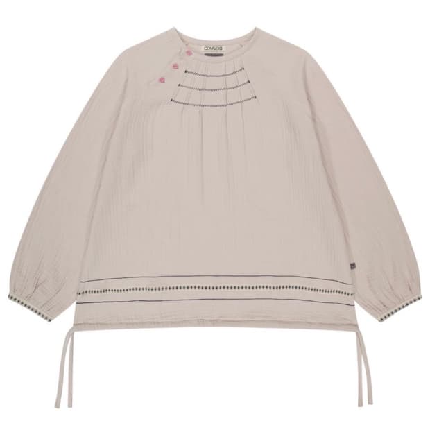 코이세이오 브라이스 지그재그 핀턱 블라우스 아이보리