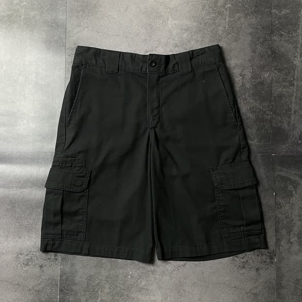 DICKIES 디키즈FLEX 블랙 레귤러핏 카고 하프팬츠 A01131