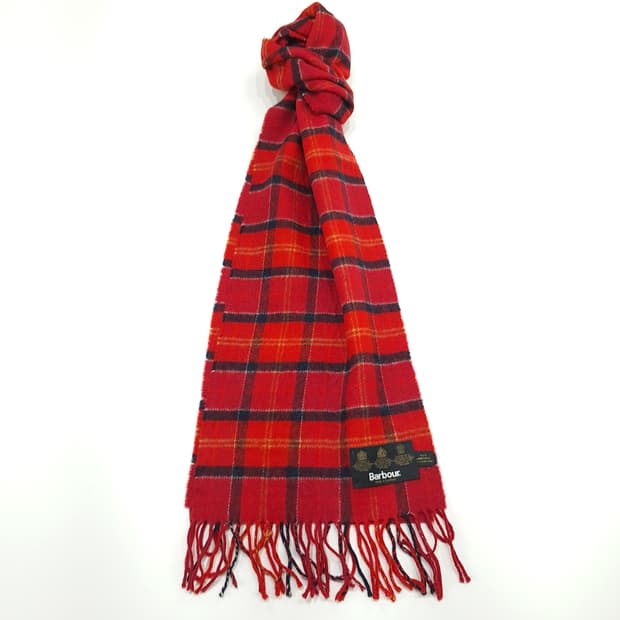 MX308 바버 레드 타탄체크 램스울 목도리 머플러