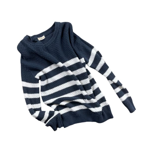 BEAMS HEART 스트라이프 코튼 니트 