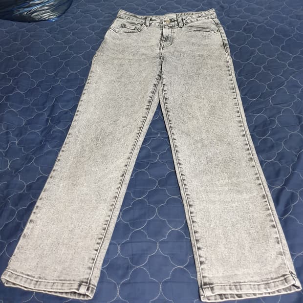 VOV 보브 피그먼트 워싱 스판 크롭 슬림 데님팬츠 그레이 (28)