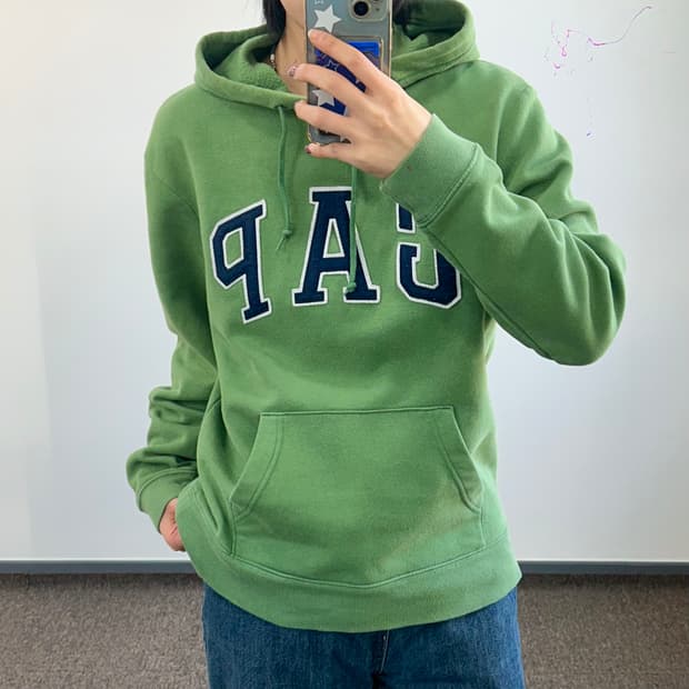GAP 갭 네이비로고 그린 후드티 