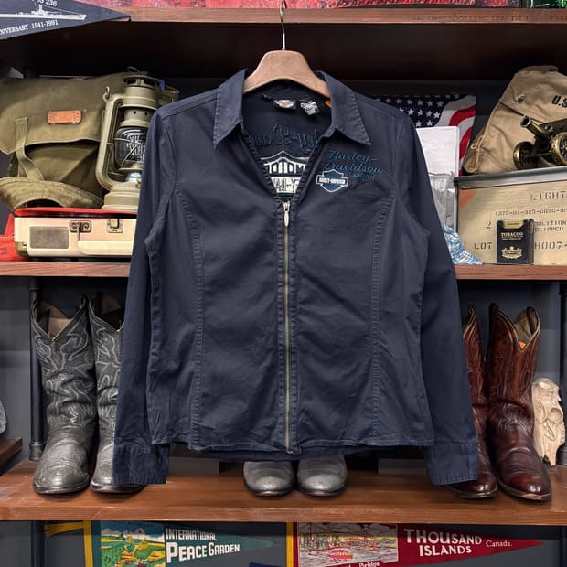 10s 할리데이비슨 우먼즈 시그니처 로고 V넥 카라집업자켓  N274