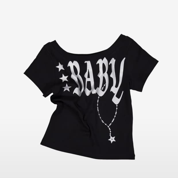 셋업이엑스 baby wide neck top/ black 