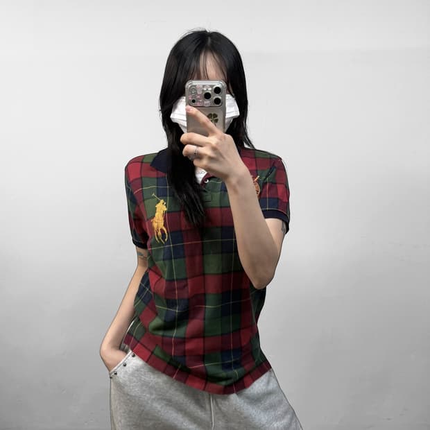 폴로 랄프로렌 빅 포니 타탄 체크 카라 티셔츠