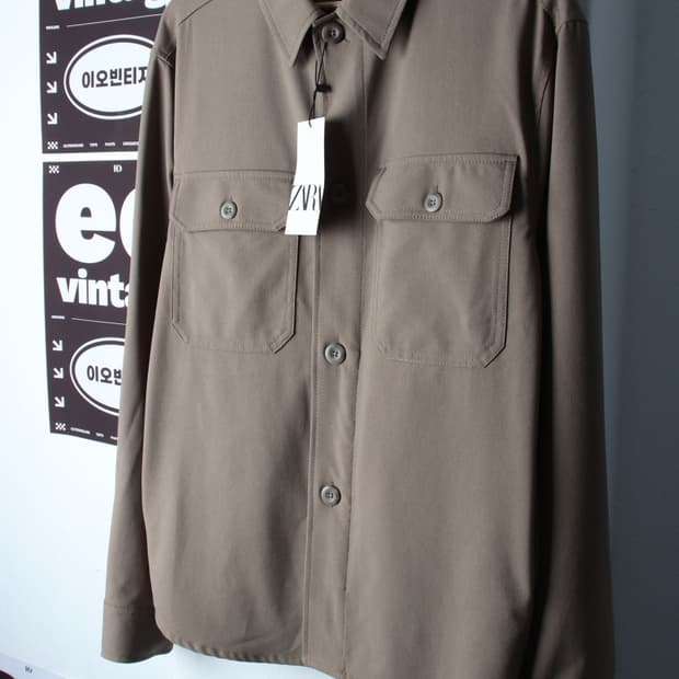 (L-XL) 자라 셔츠 남방 새상품 브라운 무지 놈코어-H35235