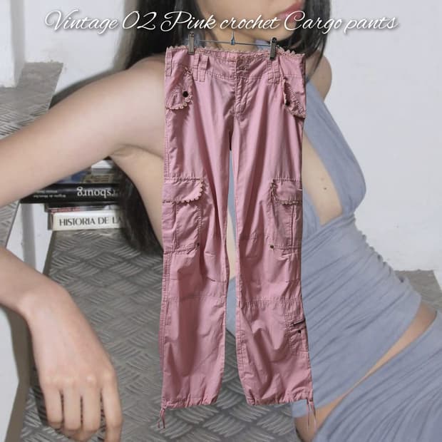 Vintage 02 Pink crochet Cargo pants