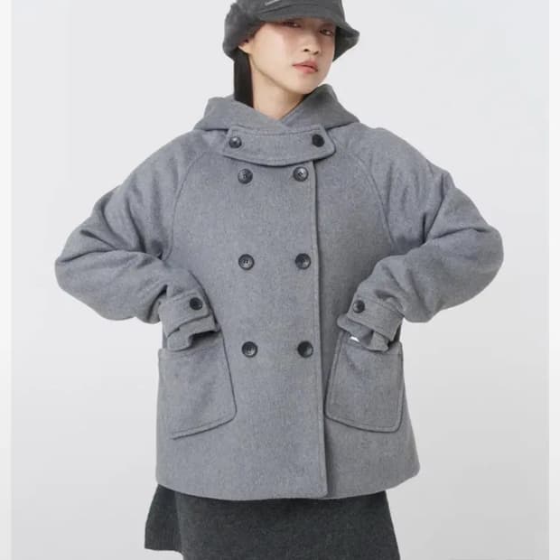 미세키서울 후디 더블 버튼 코튼 그레이