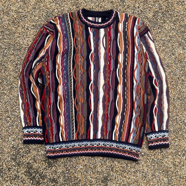 빈티지 케이블 퓨어울 니트