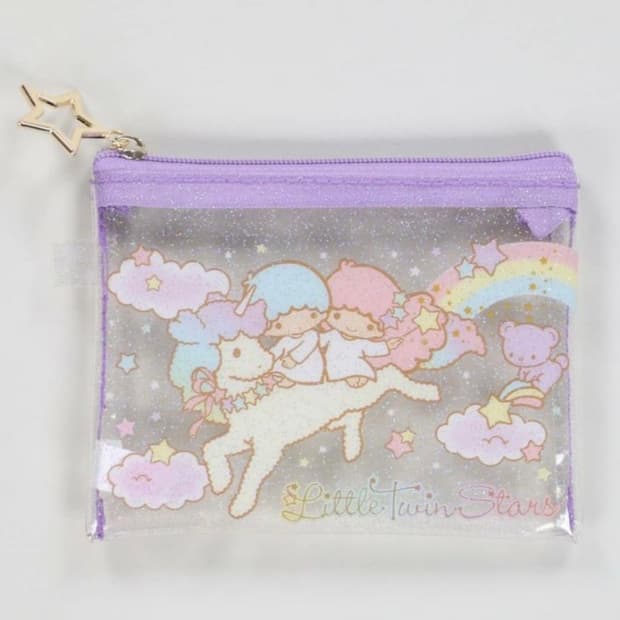 산리오 리틀트윈스타 글리터 파우치 퍼플