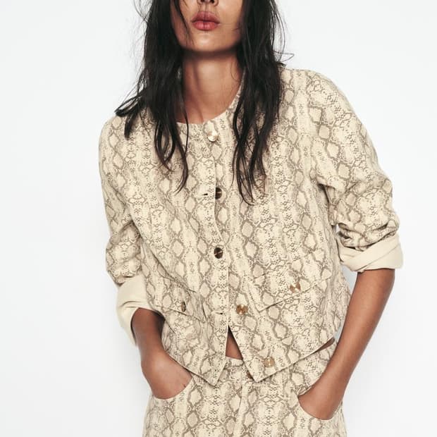 ZARA 자라 페이티드 카텐터 숏 자켓