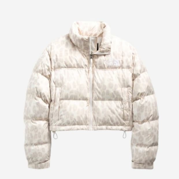 노스페이스 갸루 호피 크롭 패딩 실버그레이